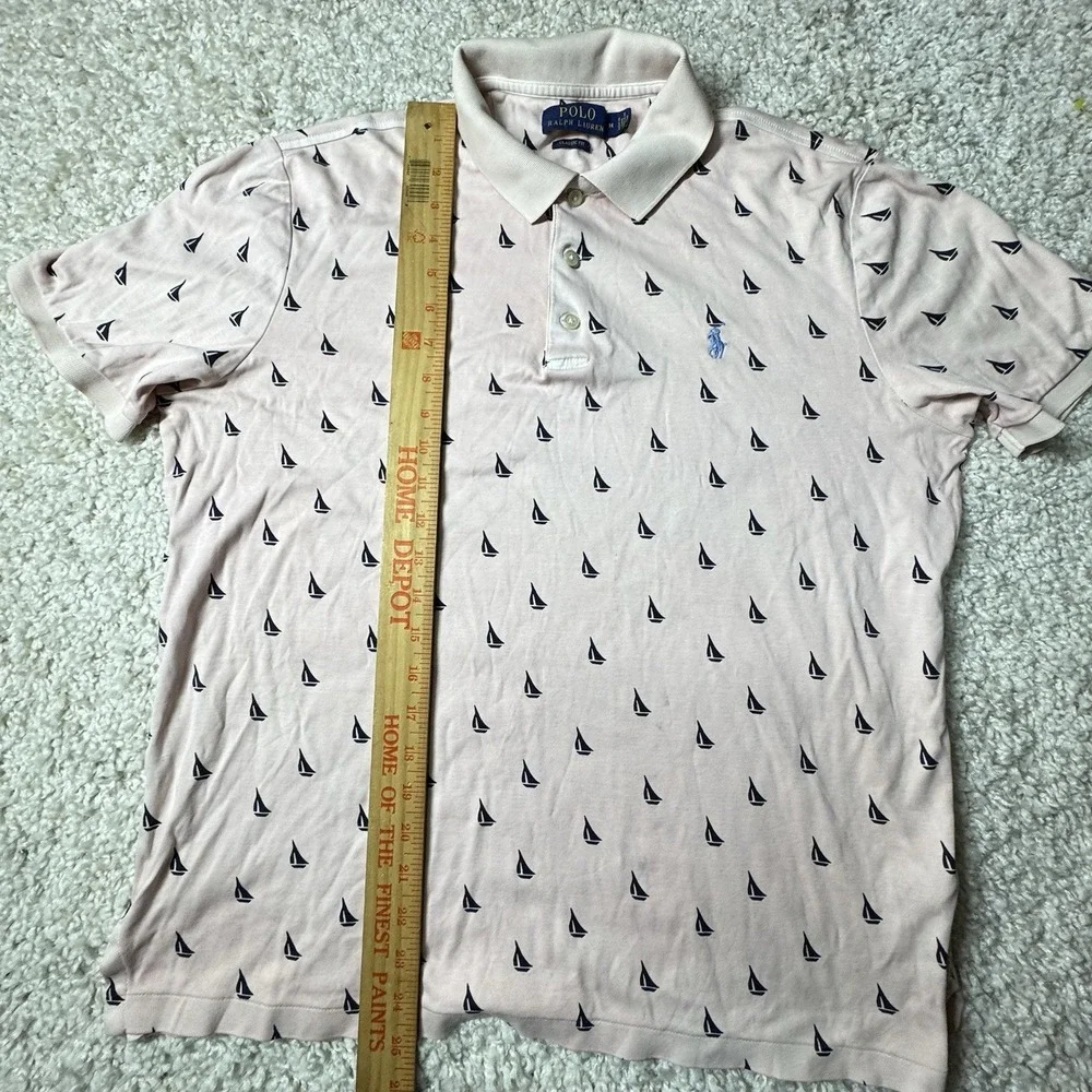 Polo‎ Ralph Lauren Shirt Nautical Polo Men's M Sailboat Pink Beach Vacay